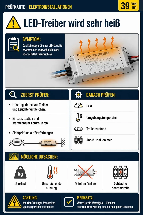 Beispiel einer Prüfkarte zur Elektro-Fehlersuche