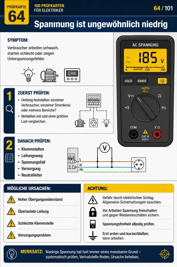 Beispiel einer Prüfkarte zur Elektro-Fehlersuche